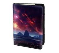 Étui de passeport en cuir véritable respectueux de l'environnement avec impression galaxie Motif planètes, étoiles et Voie lactée