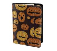 Étui de passeport en cuir véritable respectueux de l'environnement avec imprimé citrouille d'Halloween