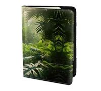 Étui de passeport en cuir véritable respectueux de l'environnement avec imprimé végétal de jungle