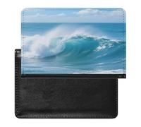 Étui de passeport en polyuréthane ultra fin avec motif vague de mer - Compact et facile à transporter - Pour homme et femme