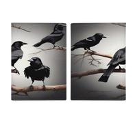 Étui de passeport en similicuir ultra fin avec motif corbeau noir et oiseaux sur une branche - Organiseur de documents de voyage compact de qualité supérieure pour homme et femme