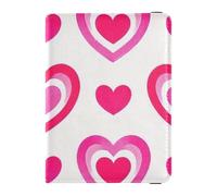 Étui de passeport étanche en cuir de pêche dégradé coloré pour les voyages, les vaccins, les cartes, les femmes, ultra fin, Dégradé coloré cœur pêche, 1 size