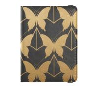 Étui de passeport familial en cuir doré et noir avec texture papillon pour documents de voyage, organiseur de passeport de voyage avec fente pour carte de vaccination pour homme imperméable