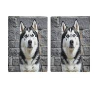 Étui de passeport Husky Dog ultra fin en cuir synthétique pour documents de voyage compact de qualité supérieure pour passeport international américain pour homme et femme