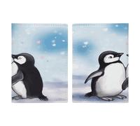 Étui de passeport I Love Penguins ultra fin en cuir synthétique compact de qualité supérieure pour passeport international américain pour homme et femme