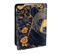Étui de passeport imprimé « A Black Bear is Among The Flowers », étui de voyage en cuir synthétique pour homme et femme, 16,5 cm