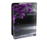 Étui de passeport imprimé « A Bright Moon Hung Over The Ocean » - En cuir synthétique - Pour homme et femme - 16,5 cm, Noir , Taille unique