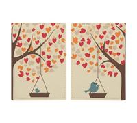 Étui de passeport imprimé arbre avec oiseaux sur balançoire pour passeport de voyage, étui portefeuille en cuir avec blocage RFID pour cartes pour homme et femme, arbre avec oiseaux sur, Arbre avec