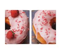 Étui de passeport imprimé beignet aux fraises - Pour cartes de voyage - Protection RFID - En cuir - Pour homme et femme - 20,3 x 13,8 cm, Donut aux fraises, 20.3x13.8cm, Moderne