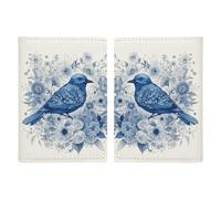 Étui de passeport imprimé Bluebird et fleurs - Étui de protection pour passeport de voyage - Étui portefeuille en cuir avec blocage RFID - Pour homme et femme - Motif oiseau bleu et fleurs, Bluebird