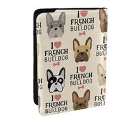 Étui de passeport imprimé bouledogue français (3) en cuir synthétique pour passeport de voyage pour homme et femme, Noir , Taille unique