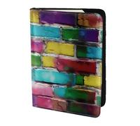 Étui de passeport imprimé brique colorée graffiti, portefeuille de voyage fin et léger, accessoire de mode universel pour adultes