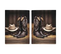 Étui de passeport imprimé chapeau noir de cowboy bottes occidentales pour passeport de voyage, housse de protection pour cartes de passeport de voyage, étui portefeuille en cuir avec blocage RFID pour