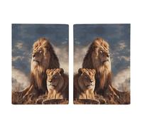 Étui de passeport imprimé deux lions pour passeport de voyage, housse de protection pour cartes de voyage, étui portefeuille en cuir avec blocage RFID, étui pour cartes pour homme et femme, deux