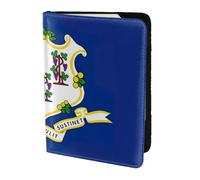 Étui de passeport imprimé drapeau de l'État du Connecticut, portefeuille de voyage fin et léger, accessoire de mode universel pour adultes