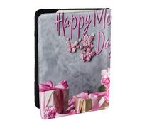 Étui de passeport imprimé en cuir synthétique pour homme et femme, motif fleurs et cadeau Happy Mother's Day 16,5 cm, Noir , Taille unique