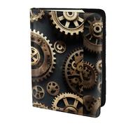 Étui de passeport imprimé engrenages steampunk, portefeuille de voyage fin et léger, accessoire de mode universel pour adultes