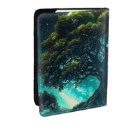 Étui de passeport imprimé « The Tree of Life Has Celestial and Natural Scenes », étui de voyage en cuir synthétique pour homme et femme, 16,5 cm, Noir , Taille unique
