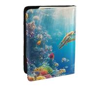 Étui de passeport imprimé « The Underwater World of Coral Reefs, Sharks and Perroquet Fish » - En cuir synthétique - Pour homme et femme - 16,5 cm, Noir , Taille unique