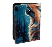 Étui de passeport imprimé « The Wolf Under The Moon » - En cuir synthétique - Pour homme et femme - 16,5 cm, Noir , Taille unique