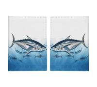 Étui de passeport imprimé thunnus bleu thunnus pour passeport de voyage, housse de protection de voyage, étui portefeuille en cuir avec blocage RFID, étui pour cartes pour homme et femme, thon rouge,