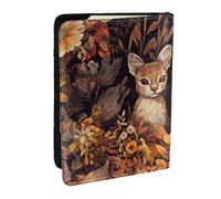 Étui de passeport imprimé « Two Little Animals are in the Golden Flower Bed » - En cuir synthétique - Pour homme et femme - 16,5 cm