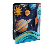 Étui de passeport imprimé univers 3D, étui de voyage en cuir synthétique pour homme et femme, 16,5 cm, Noir , Taille unique