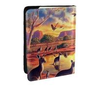 Étui de passeport imprimé Wildlife of Australia, étui de voyage en cuir synthétique pour homme et femme, 16,5 cm, Noir , Taille unique