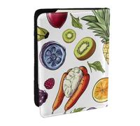 Étui de passeport Kiwi en cuir synthétique avec imprimé cerises et raisins, pour homme et femme, 16,5 cm, Noir , Taille unique