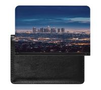 Étui de passeport Los Angeles Skyline en cuir avec blocage RFID - Portefeuille de voyage pour documents - Pour homme et femme