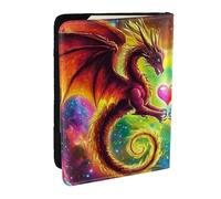 Étui de passeport lumineux en cuir PU imprimé dragons jumeaux pour homme et femme, 16,5 cm, Noir , Taille unique