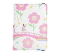 Étui de passeport mignon en cuir avec nœud en forme de fleur bleue et rose pour les voyages, les vaccins, les hommes, ultra fin