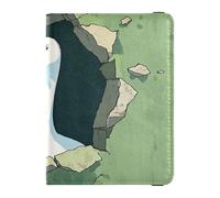 Étui de passeport mural amusant en cuir vert d'oie imperméable pour voyage pour voyage, documents de voyage, housse de passeport pour homme ultra fin