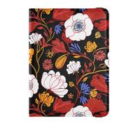 Étui de passeport personnalisable en cuir noir avec motif fleurs sauvages et fleurs sauvages - Étanche, Lilly Floral Blanc Fleur Sauvage Noir, 1 size
