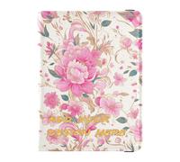 Étui de passeport personnalisé en cuir à rayures Peach Gold Floral Portefeuille personnel Combo Passport Cover Holder Wallet Case Ultra Slim Stripe Peach Gold Floral, Rayures Pêche Doré Floral