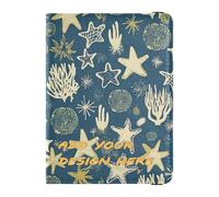 Étui de passeport personnalisé en cuir Doodle Coral Stars Ocean Blue personnalisable Portefeuille Combo Passport Holder Ultra Slim, gribouillage corail étoiles bleu océan, Doodle Coral Stars Bleu