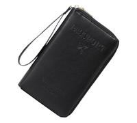 Étui de passeport | Porte-passeport en cuir PU avec fente multi-cartes - Portable et étanche pour ranger des documents, des tickets, un portefeuille pour homme et femme, compagnon de voyage, Noir