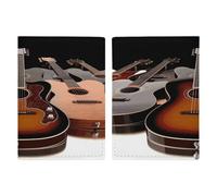 Étui de passeport pour guitare ultra fin en cuir PU - Organiseur de documents de voyage compact de qualité supérieure - Housse de protection pour passeport international américain pour homme et femme