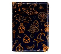 Étui de passeport pour homme, en cuir synthétique, couverture de passeport, Halloween dessin animé chauve-souris araignée, Motif 1340, 10x14cm/4x5.5 in