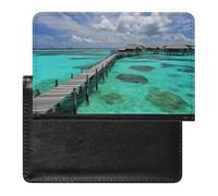 Étui de passeport pour passeport de voyage pour homme et femme avec blocage RFID - Accessoire de voyage, Paysage des Maldives, Taille unique