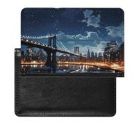 Étui de passeport pour passeport de voyage pour homme et femme avec blocage RFID - Accessoire de voyage, Moon Light New York City, Taille unique