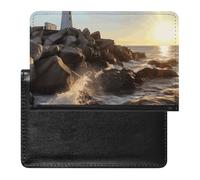Étui de passeport pour passeport de voyage pour homme et femme avec blocage RFID - Accessoire de voyage, Phare Rocks Bord de mer, Taille unique