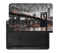 Étui de passeport pour passeport de voyage pour homme et femme avec blocage RFID, bleu, Brooklyn Bridge, Taille unique