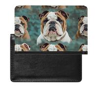 Étui de passeport pour passeport de voyage pour homme et femme avec blocage RFID, bleu, Bulldog anglais amusant., Taille unique