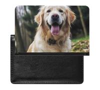 Étui de passeport pour passeport de voyage pour homme et femme avec blocage RFID, bleu, Drôle Golden Retriever, Taille unique