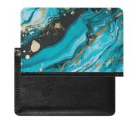 Étui de passeport pour passeport de voyage pour homme et femme avec blocage RFID, bleu turquoise, doré, marbre, accessoires de voyage, Turquoise, bleu doré, marbre, Taille unique