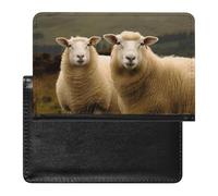 Étui de passeport pour passeport de voyage pour homme et femme avec blocage RFID, bleu turquoise, doré, marbre, accessoires de voyage, Deux moutons blancs, Taille unique