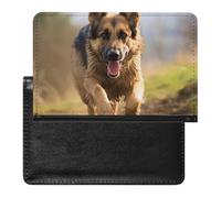 Étui de passeport pour passeport de voyage pour homme et femme avec blocage RFID, branches d'arbre de hibou, accessoires de voyage, Berger allemand en train de courir, Taille unique