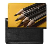 Étui de passeport pour passeport de voyage pour homme et femme avec blocage RFID, deux bonhommes de neige pour le ski ensemble, accessoires de voyage, Crayon sur table jaune, Taille unique