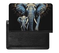 Étui de passeport pour passeport de voyage pour homme et femme avec blocage RFID et tournesols - Accessoires de voyage, Deux éléphants sur fond noir deux éléphans, Taille unique